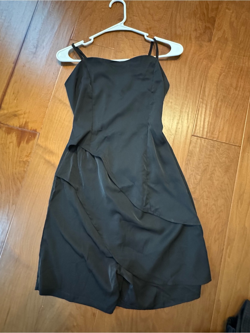 Black Tiered Slip Dress with Spaghetti Straps